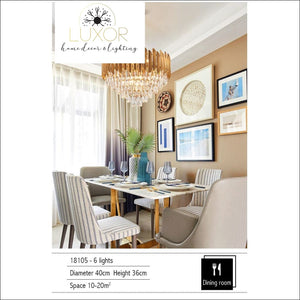 chandeliers Marli Crystal Gold Chandelier - Luxor Home Decor & Lighting