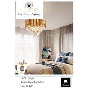chandeliers Marli Crystal Gold Chandelier - Luxor Home Decor & Lighting