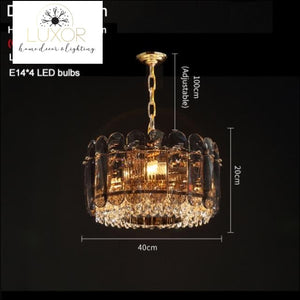 Marsale Smoke Crystal Chandelier Collection - Dia40xH20cm / Dimmable warm light / Smoky gray crystal - chandelier