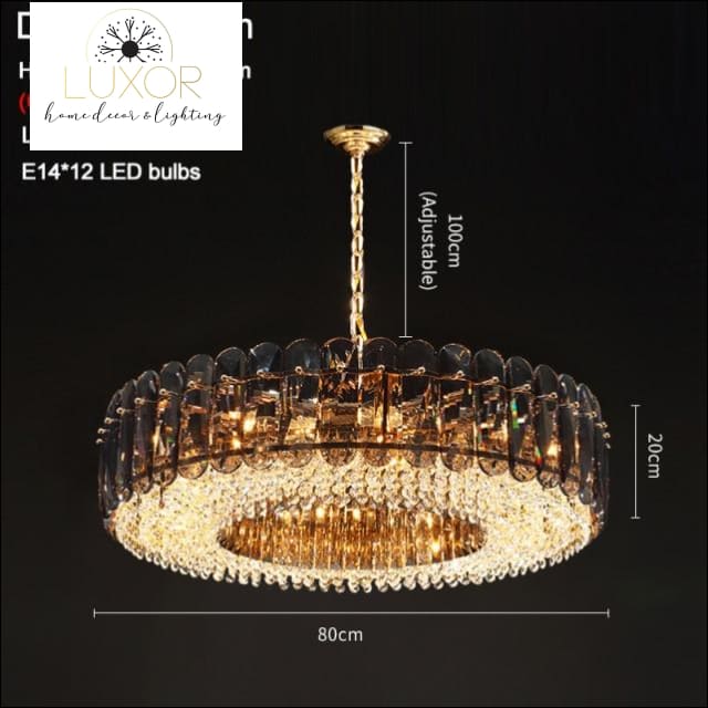 Marsale Smoke Crystal Chandelier Collection - Dia80xH20cm / Dimmable warm light / Smoky gray crystal - chandelier