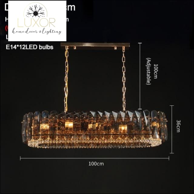 Marsale Smoke Crystal Chandelier Collection - L100xW30xH36cm / Dimmable warm light / Smoky gray crystal - chandelier