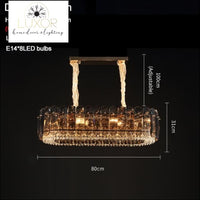 Marsale Smoke Crystal Chandelier Collection - L80xW30xH36cm / Dimmable warm light / Smoky gray crystal - chandelier