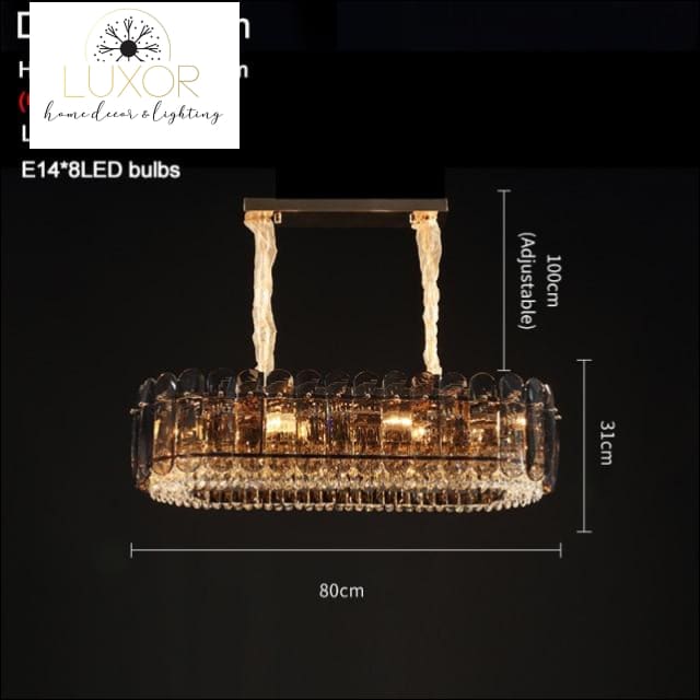 Marsale Smoke Crystal Chandelier Collection - L80xW30xH36cm / Dimmable warm light / Smoky gray crystal - chandelier