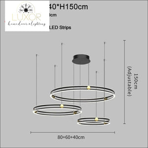 Milan Modern Ring Chandelier - Dia80x60x40cm- Style B (Individual Rings) / Dimmable warm light - chandeliers