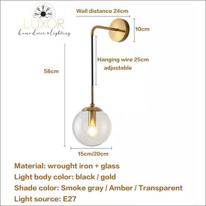 lighting Miri Nordic Modern LED Glass Globe Wall Light Sconce - Luxor Home Decor & Lighting