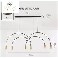 Modern Hook Pendant Light - 5 Head Pendant -W126cmxH55cm - pendant lighting