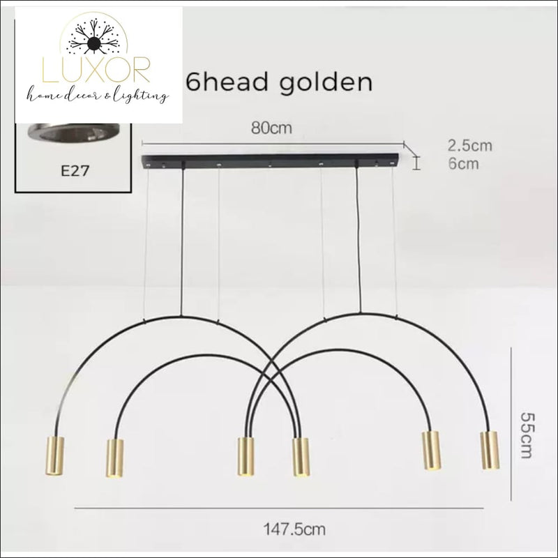 Modern Hook Pendant Light - 5 Head Pendant -W126cmxH55cm - pendant lighting