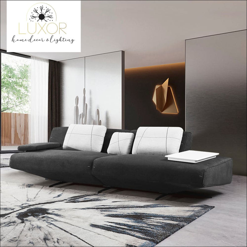 Moderna Modular Armless Sofa 2-Piece Linen Upholstered with Removable Side Table