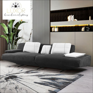 Moderna Modular Armless Sofa 2-Piece Linen Upholstered with Removable Side Table