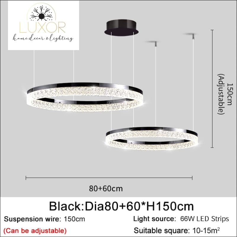 Monalini Modern Chandelier - Black (2 Individual Lights) / Dimmable warm light - chandelier