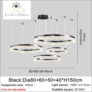 Monalini Modern Chandelier - Black (4 Individual Lights) / Dimmable warm light - chandelier