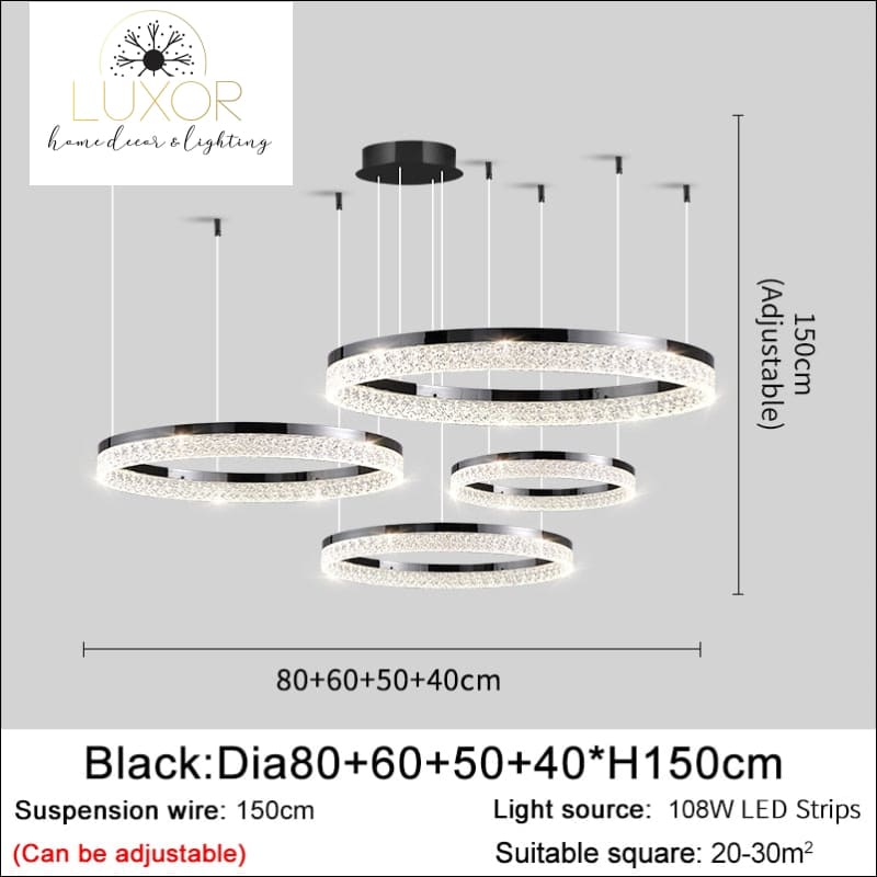 Monalini Modern Chandelier - Black (4 Individual Lights) / Dimmable warm light - chandelier