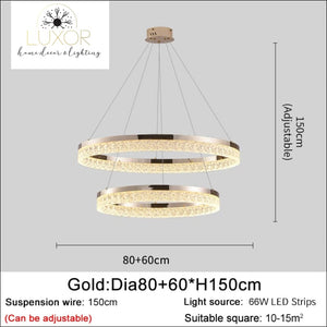 Monalini Modern Chandelier - Gold (2 Lights) / Dimmable warm light - chandelier