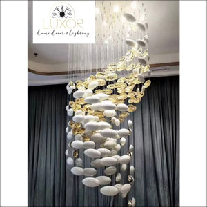 Nordic Egg Saucer Pendant Light - D250 X H500 Without Ceiling Base / Warm White / Gold/White - pendant lighting