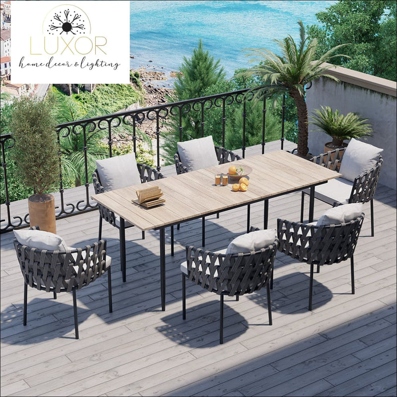 Norvac 7 Pieces Modern Aluminum Outdoor Dining Set - Outdoor Seating