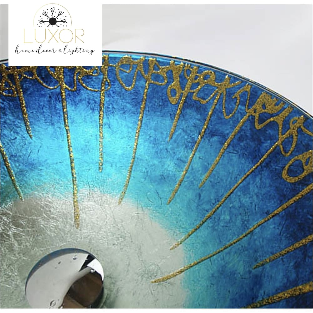 bathroom accessories Océani Blue Tempered Glass Sink & Faucet Set - Luxor Home Decor & Lighting