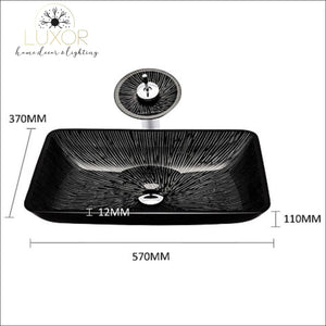 bathroom accessories Onyx Tempered Glass Rectangular Sink & Faucet Set - Luxor Home Decor & Lighting