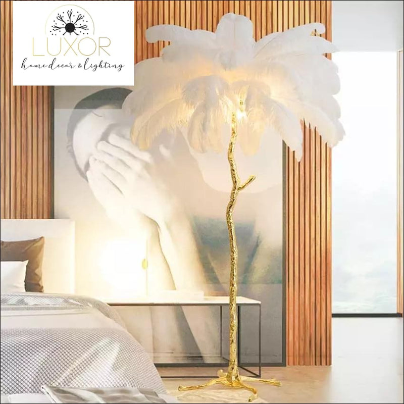 decorative objects Ostrich Feather Palm Tree Floor Lamp - Luxor Home Decor & Lighting