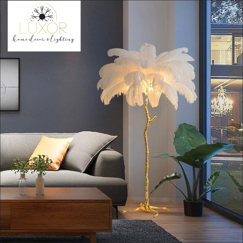 decorative objects Ostrich Feather Palm Tree Floor Lamp - Luxor Home Decor & Lighting