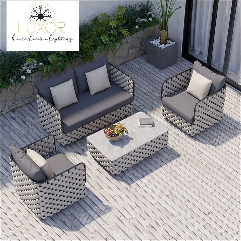 Palm Oasis Lux Patio Set - Light Gray - Outdoor Seating