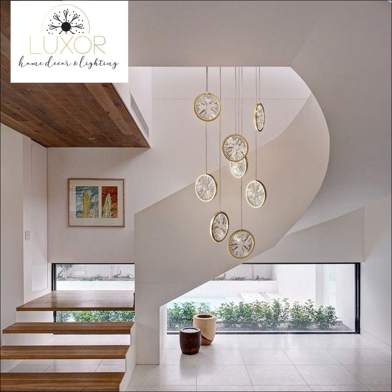 Perilly Gold Staircase Chandelier - chandeliers