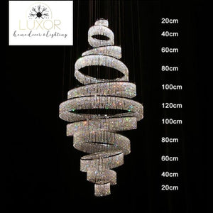 Pistorino Elegant Crystal Chandelier - 11 Rings - Dia20+Dia40+Dia60+Dia80+Dia100+Dia120+Dia100+Dia80+Dia60+Dia40+Dia20cm(Suspension wire 
