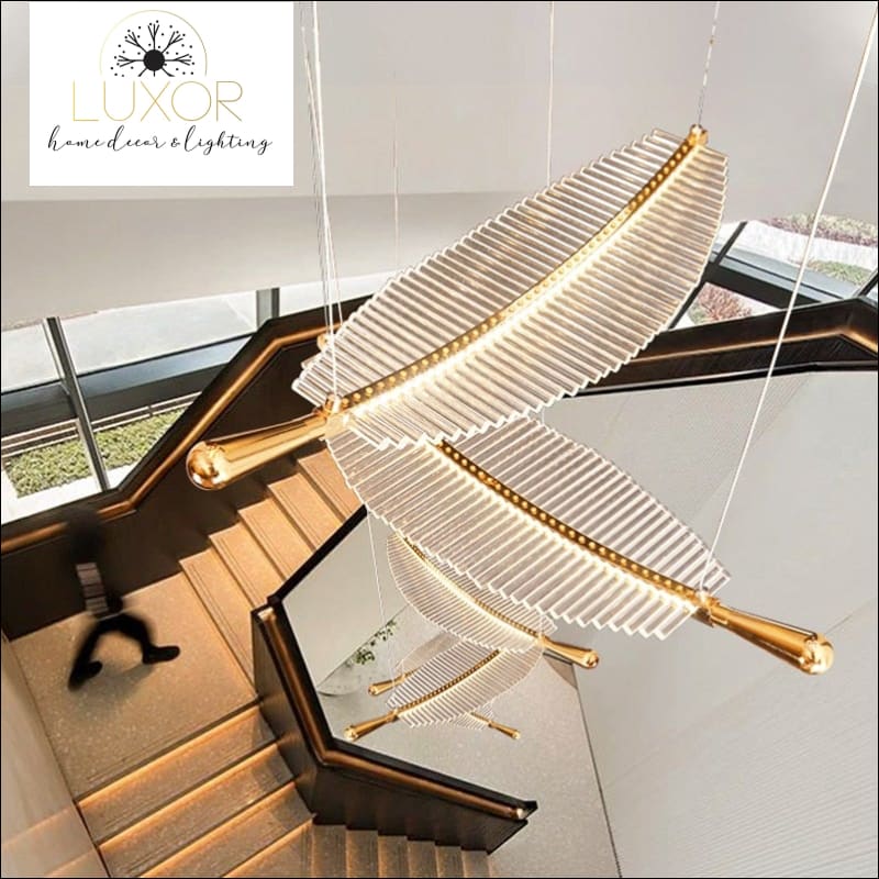 Pokinis Feather Modern Spiral Chandelier - chandeliers