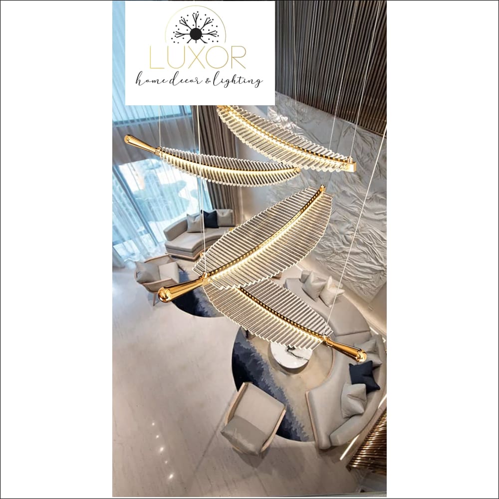 Pokinis Feather Modern Spiral Chandelier - chandeliers