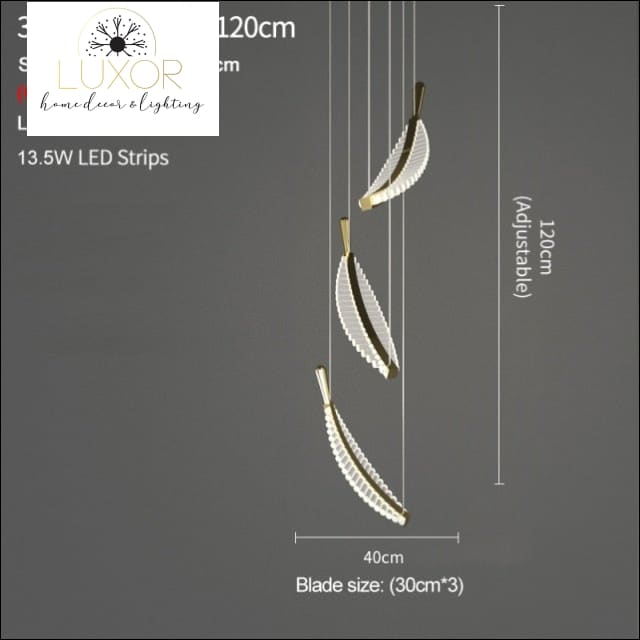 Pokinis Feather Modern Spiral Chandelier - Dia30cm 3 lights / Dimmable cool light - chandeliers