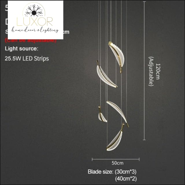Pokinis Feather Modern Spiral Chandelier - Dia50cm 5 lights / Dimmable cool light - chandeliers