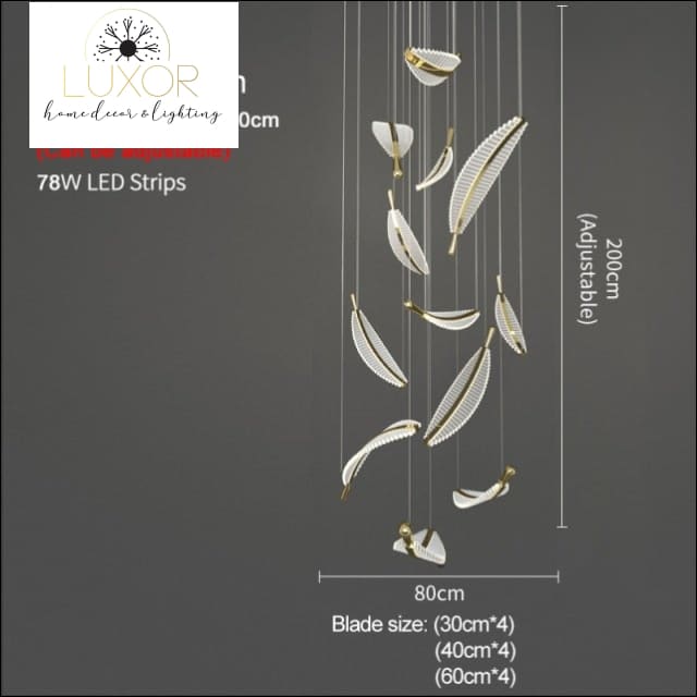 Pokinis Feather Modern Spiral Chandelier - Dia80cm 12 lights / Dimmable warm light - chandeliers