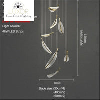 Pokinis Feather Modern Spiral Chandelier - Dia80cm 8 lights / Dimmable cool light - chandeliers