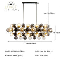 Poland Smokey Gray Chandelier - Length 120cm / Chrome / Warm White - chandelier