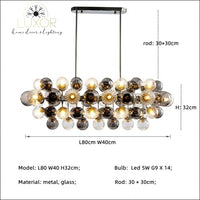 Poland Smokey Gray Chandelier - Length 80cm / Chrome / Warm White - chandelier