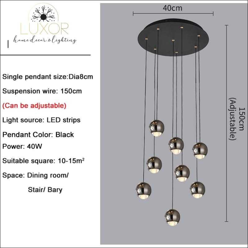 Prougy Modern Chandelier - 8 lights(black) / Cool White 5000k - chandelier