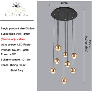 Prougy Modern Chandelier - 8 lights(gold) / Cool White 5000k - chandelier