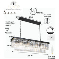 Rectangular Rose Crystal Chandelier - L39.4xH70 / Warm White - Chandelier