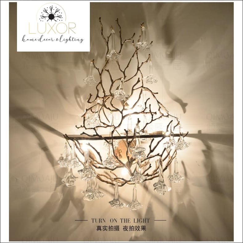wall lighting Rose Crystal Drop Wall Sconce - Luxor Home Decor & Lighting