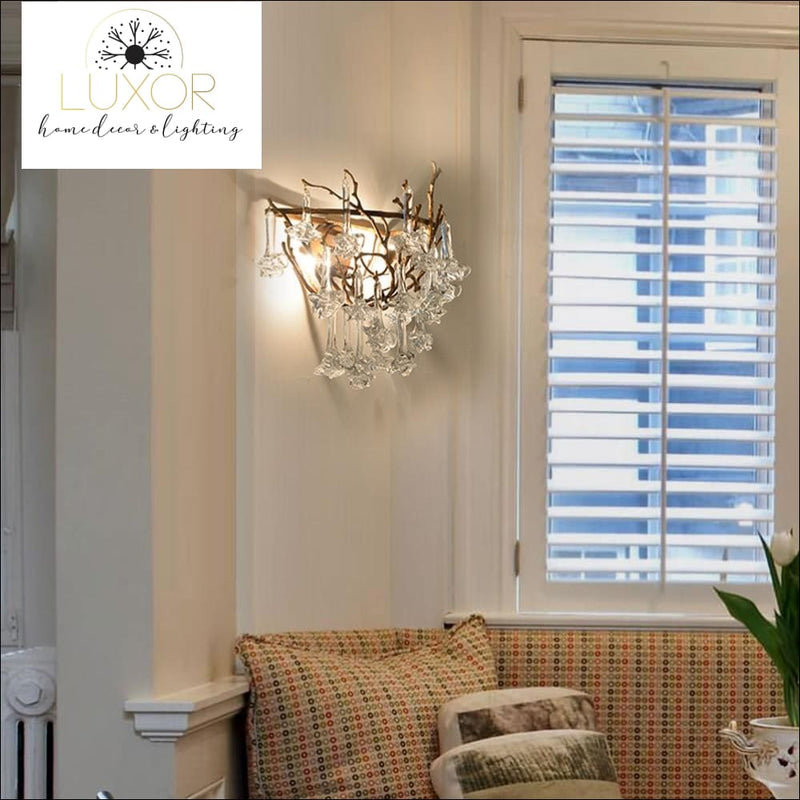wall lighting Rose Crystal Drop Wall Sconce - Luxor Home Decor & Lighting