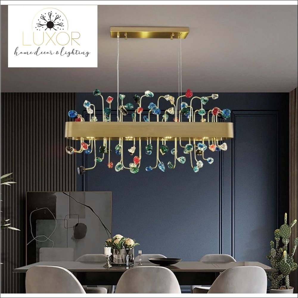 chandeliers Royalton Rectangle Modern Color Crystal Chandelier - Luxor Home Decor & Lighting