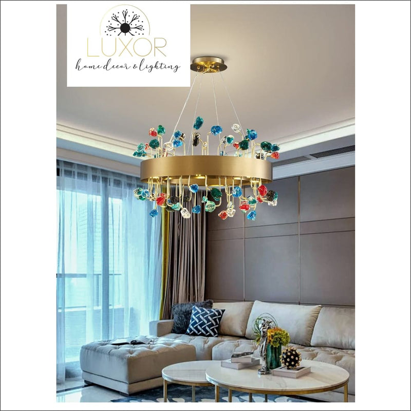 chandelier Royalton Round Color Crystal Chandelier - Luxor Home Decor & Lighting