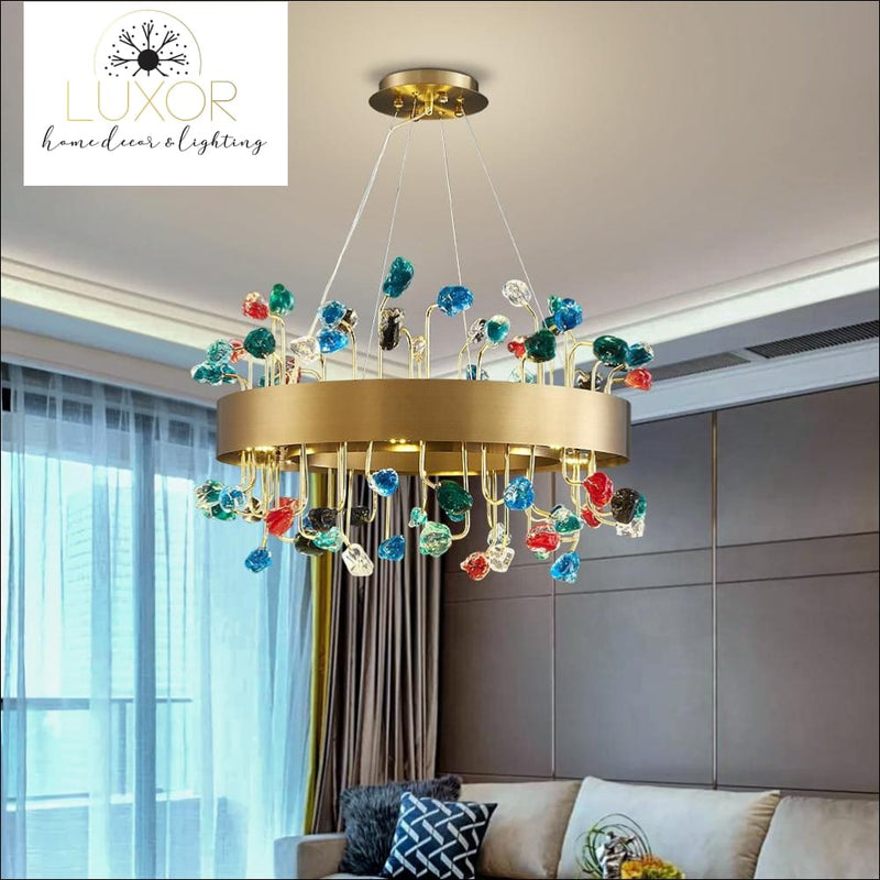 chandelier Royalton Round Color Crystal Chandelier - Luxor Home Decor & Lighting