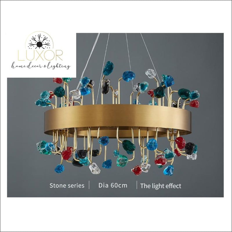 chandelier Royalton Round Color Crystal Chandelier - Luxor Home Decor & Lighting