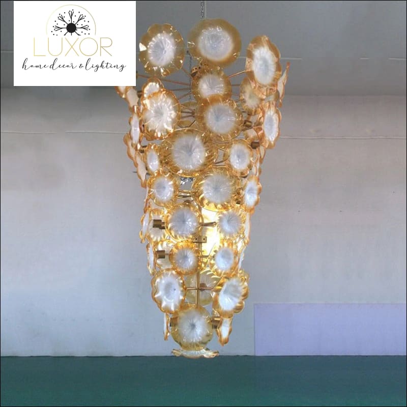 Scally Gold Murano Chandelier - Yellow / W80xH150cm / Warm White - chandelier