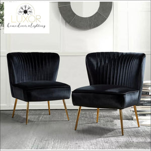 Sebastián Velvet Upholstered Accent Chair Set - Black