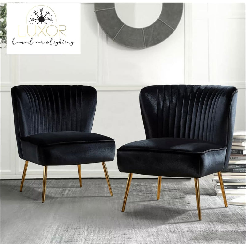 Sebastián Velvet Upholstered Accent Chair Set - Black