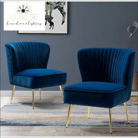 Sebastián Velvet Upholstered Accent Chair Set - Royal Blue