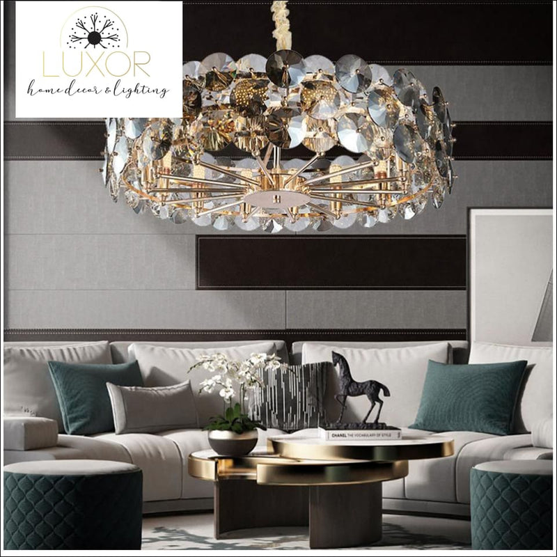 chandeliers Sidney Smokey Gray Crystal Chandelier - Luxor Home Decor & Lighting