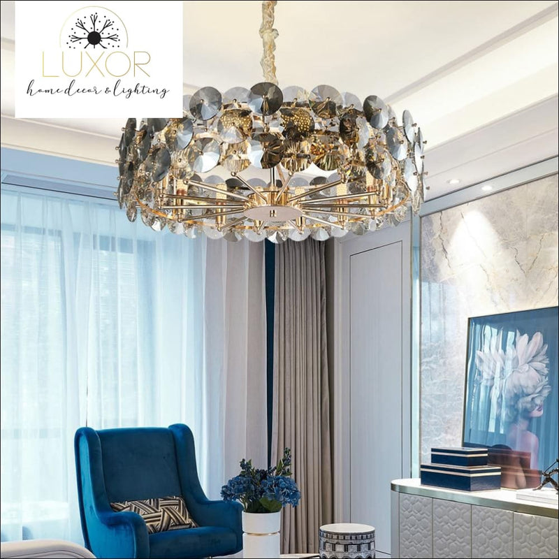 chandeliers Sidney Smokey Gray Crystal Chandelier - Luxor Home Decor & Lighting