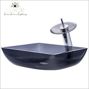 bathroom accessories Smokey Tempered Glass Sink & Faucet Set - Luxor Home Decor & Lighting